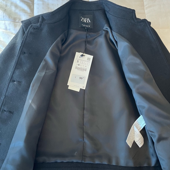 SOLD🥤 Zara Woman Textured Cropped Wool Blend Jacket Black Gold Buttons S NWT - Picture 13 of 16